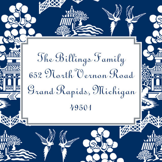 Chinoiserie Square Address Labels